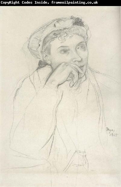 Edgar Degas Study for woman seated Beside a vass of flowers